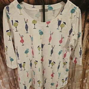 Habitat White Top with Colorful Cocktail Print